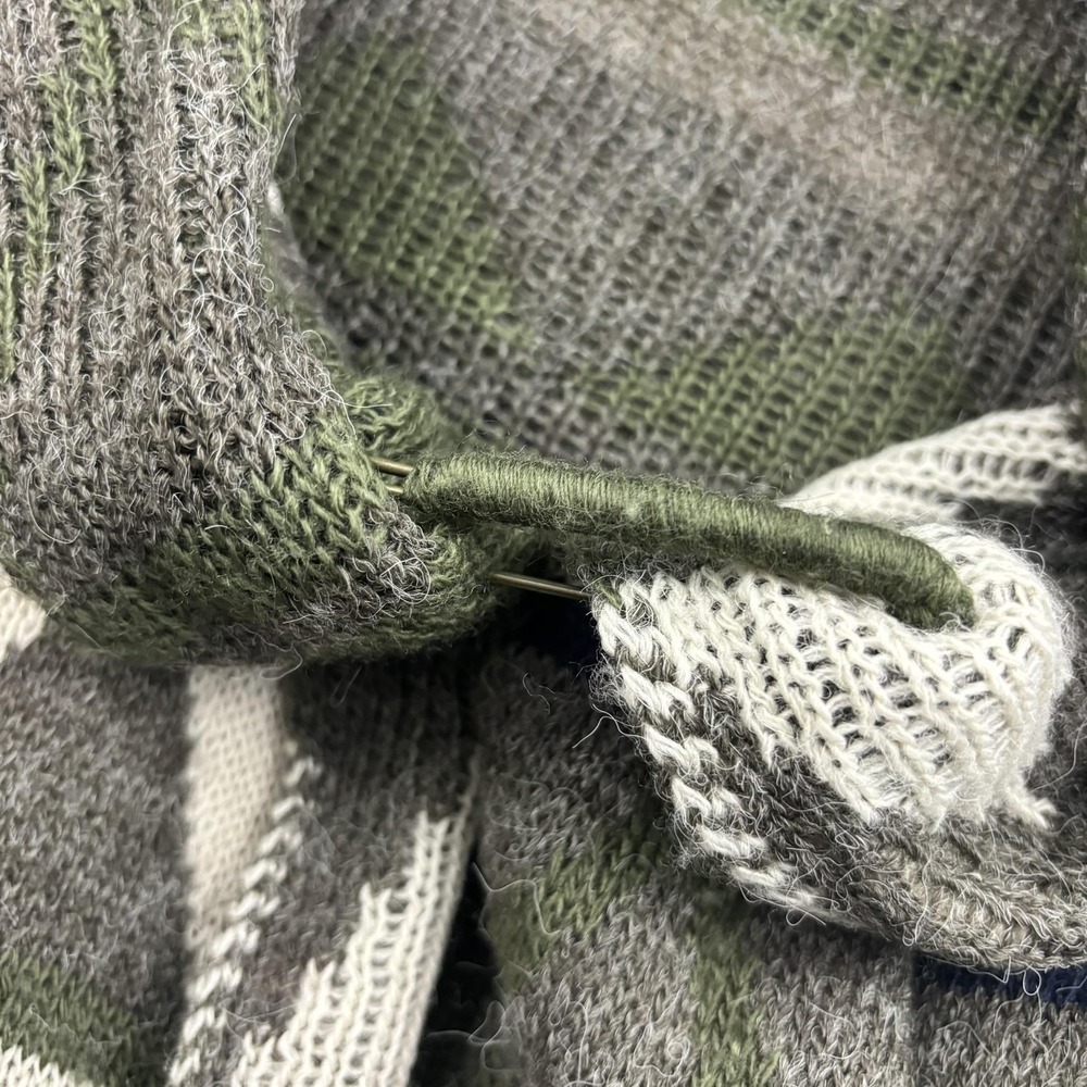 Elan Cardigan Wool Blend Sweater Womens S Olive Green Hooded Aztec Boho Goblin - Picture 7 of 16